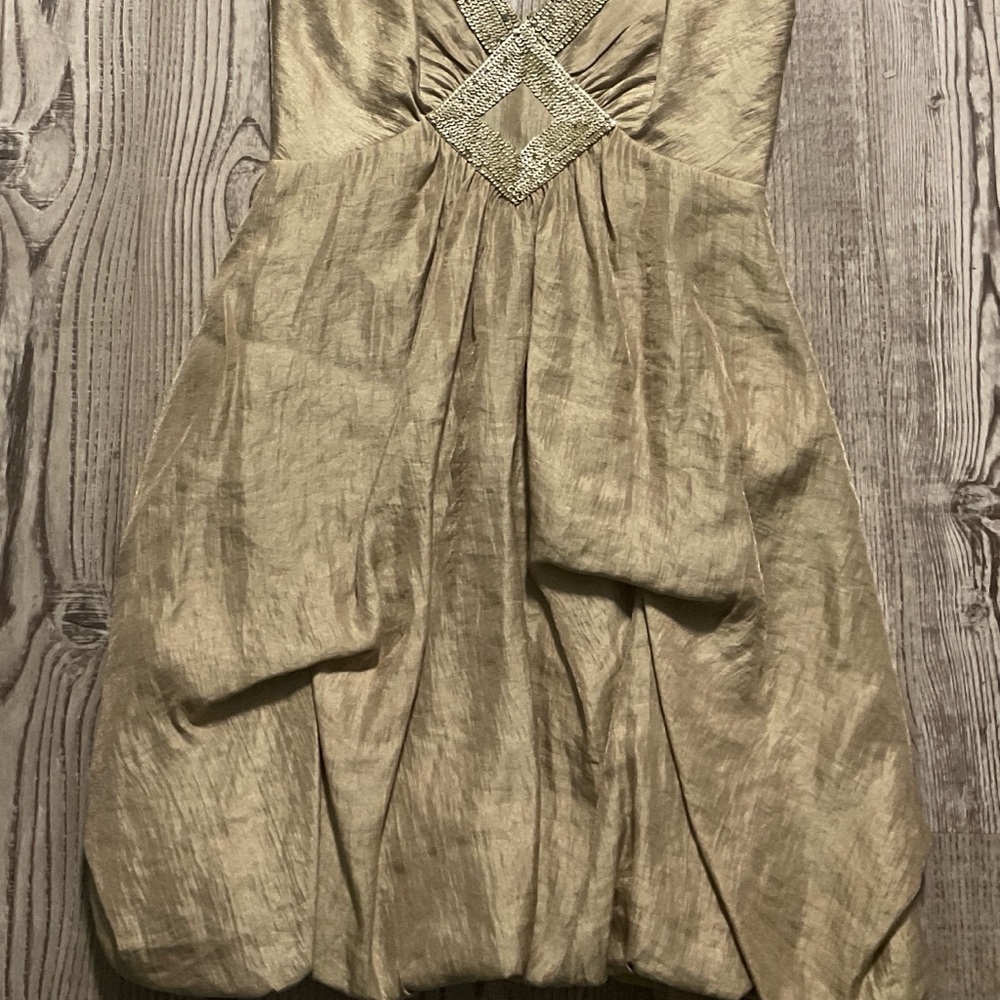BCBGMaxazria gold party, cocktail, evening dress. Size 8